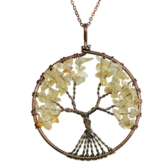 Copper Tree of Life Necklace - Citrine