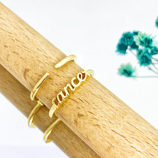 Cancer Zodiac Sign Adjustable Gold Ring