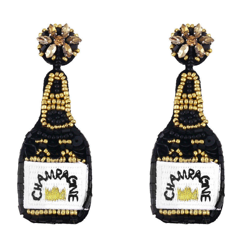 Champagne Bottle Seed Bead Chic Earrings