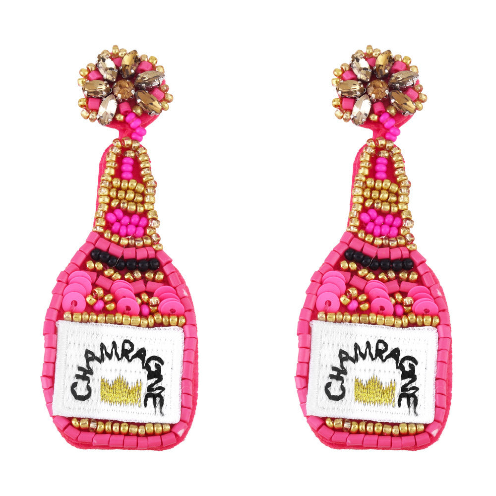 Champagne Bottle Seed Bead Chic Earrings