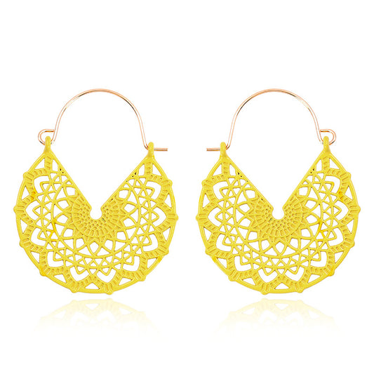 Floral Mandala Hippie earrings - Yellow