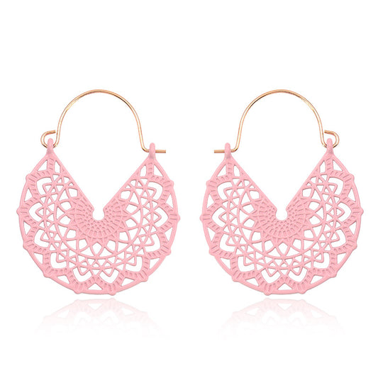 Floral Mandala Hippie earrings - Pink