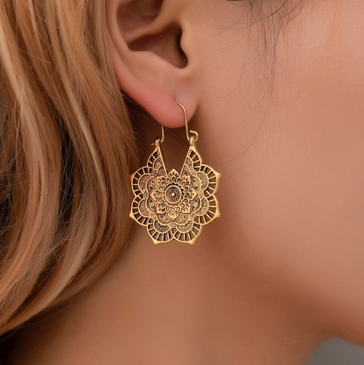 Boho Mandala Earrings- Gold