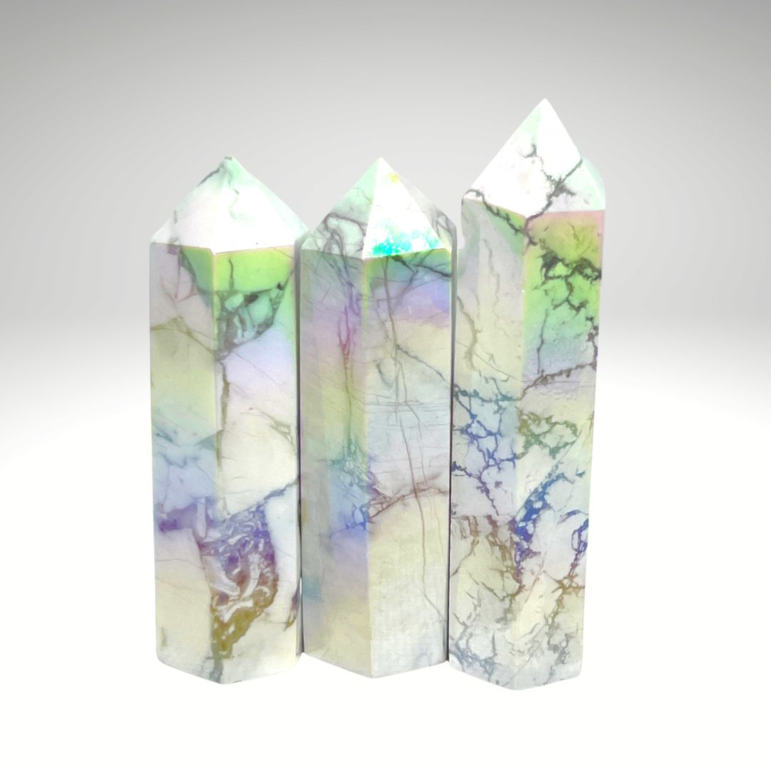 Aura Howlite Obelisk Crystal Tower