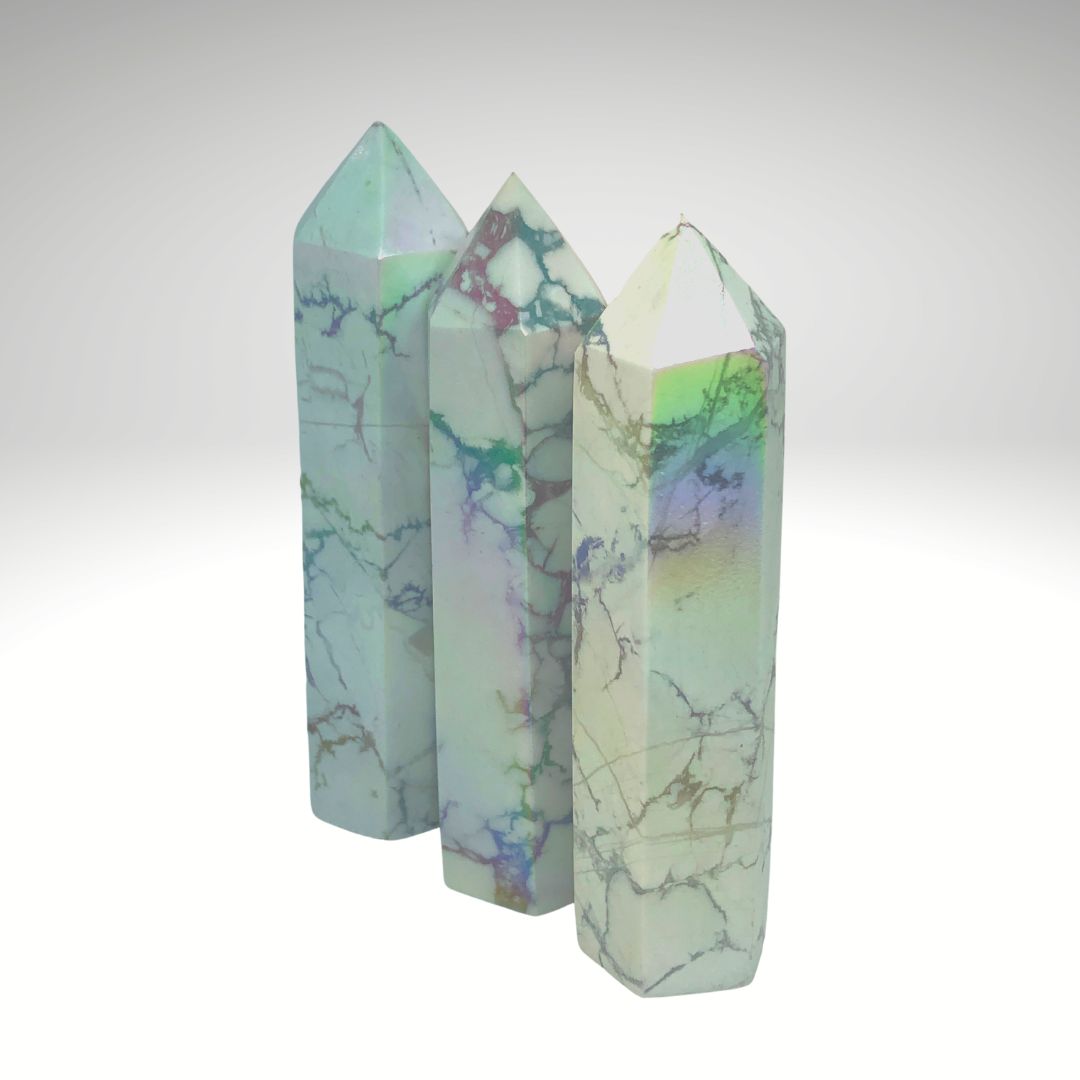 Aura Howlite Obelisk Crystal Tower