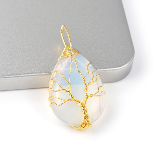 Opal Wire Gold Tree of Life-Necklace