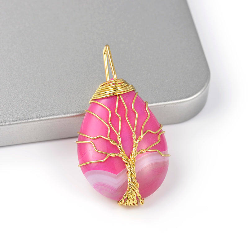Fuchsia Agate Wire Wrapped Tree of Life