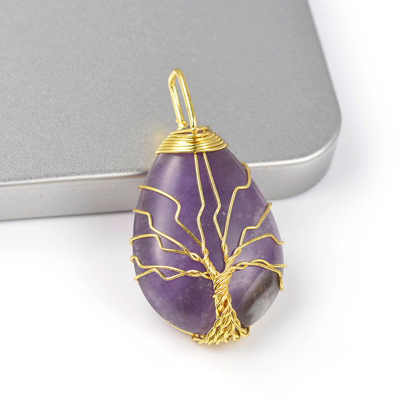 Amethyst Wire Gold Tree of Life-Necklace