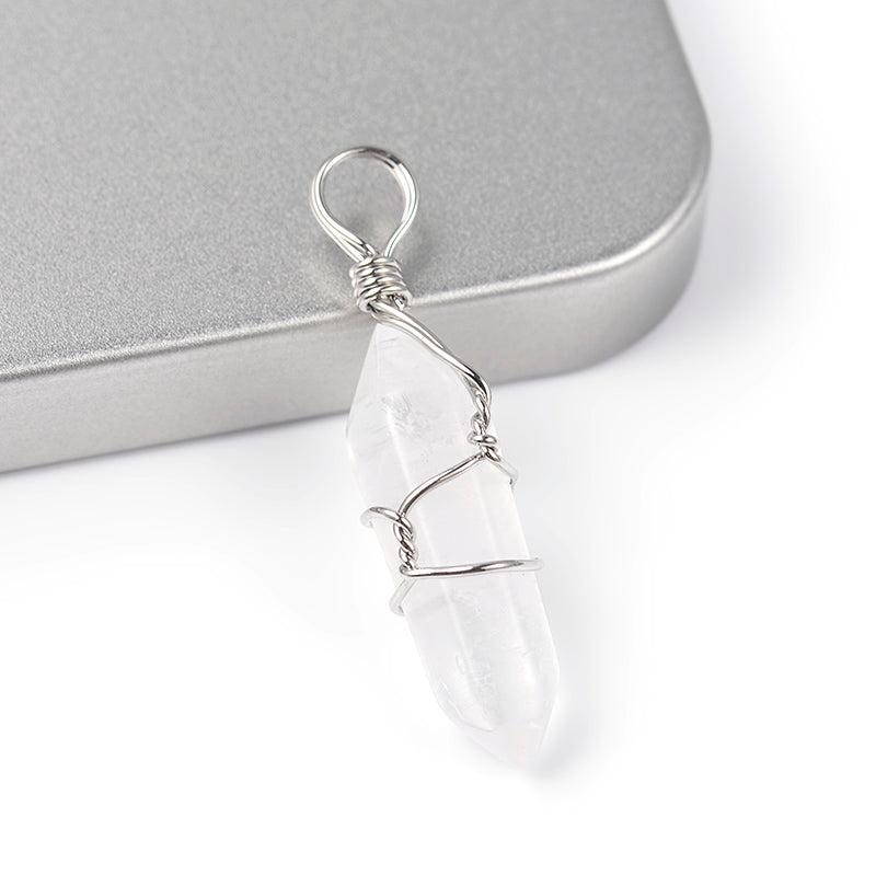 Clear Quartz Point Wire Wrapped-Necklace