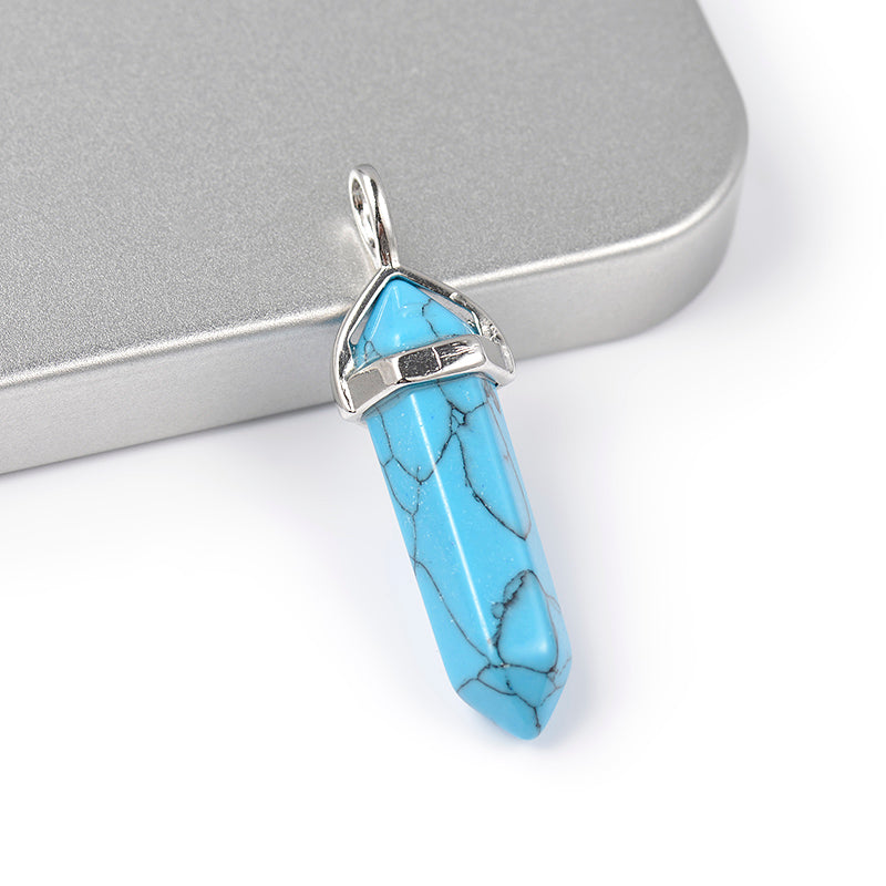 Turquoise Bullet Hexagonal Point-Necklace