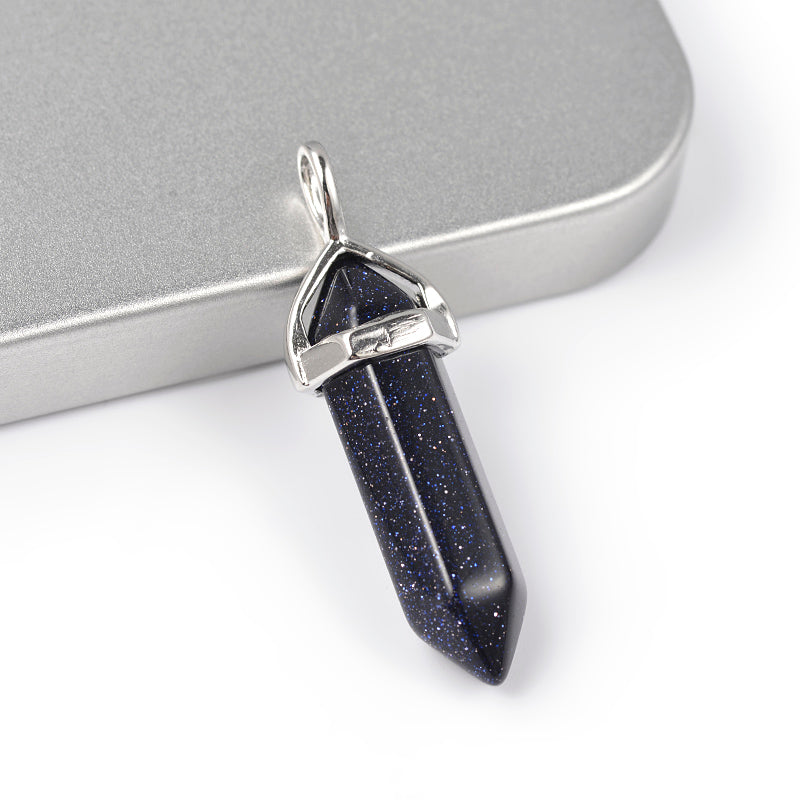 Blue Goldstone Point-Necklace