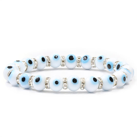 Evil Eye Bracelet - White Blue