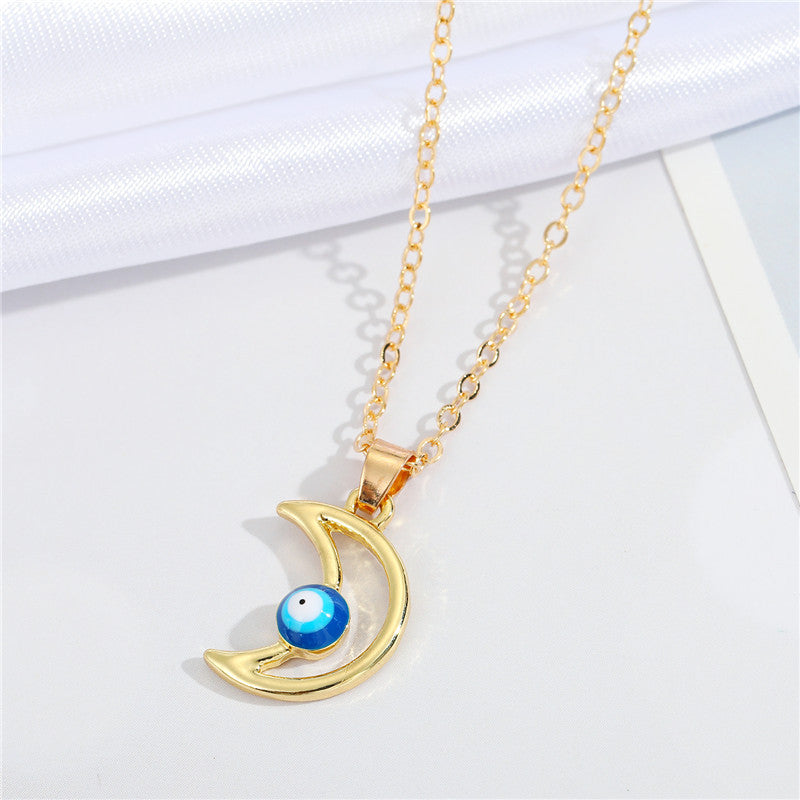 Evil Eye Moon Alloy Necklace