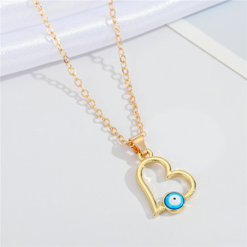 Evil Eye Heart Alloy Necklace