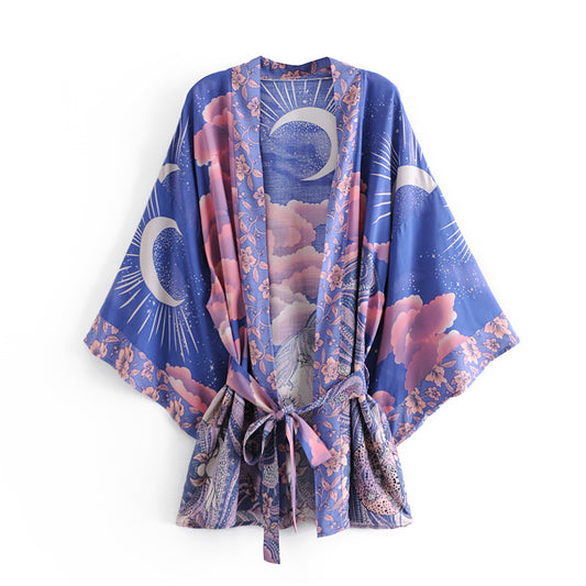 Blue Bohemian Moon Kimono