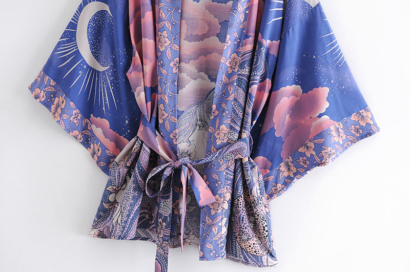 Blue Bohemian Moon Kimono